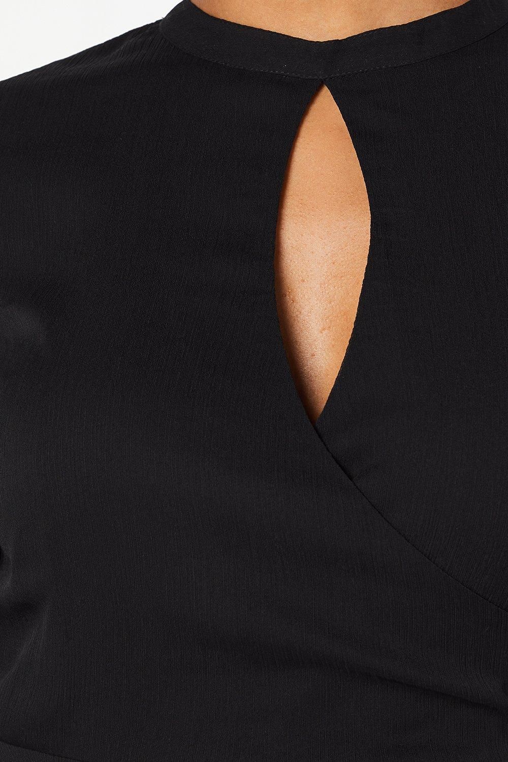 Dorothy Perkins Chiffon Keyhole Wrap Mini Dress Black image 5