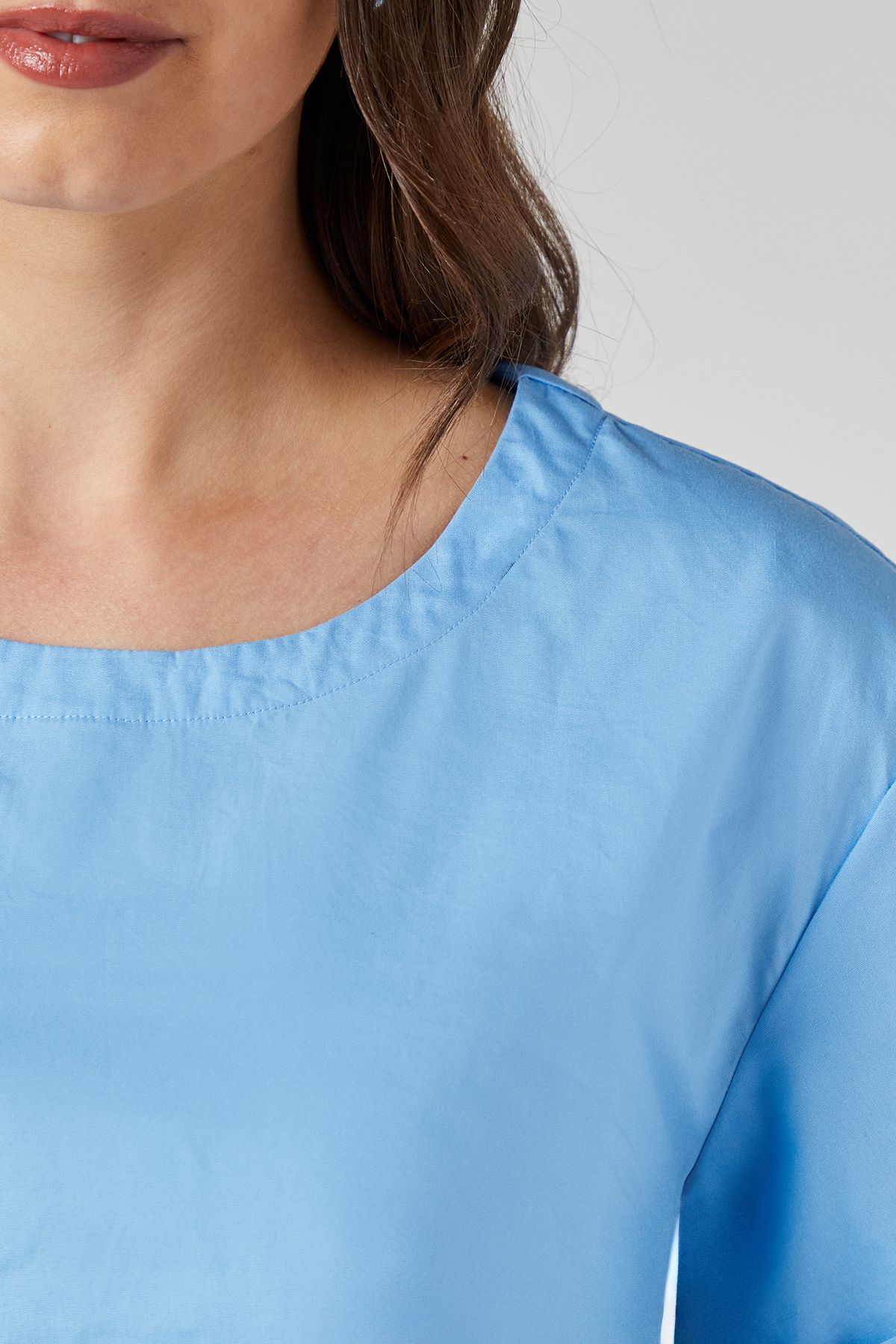 Principles Cotton Elasticated Hem Crew Neck Top Bright Blue image 5