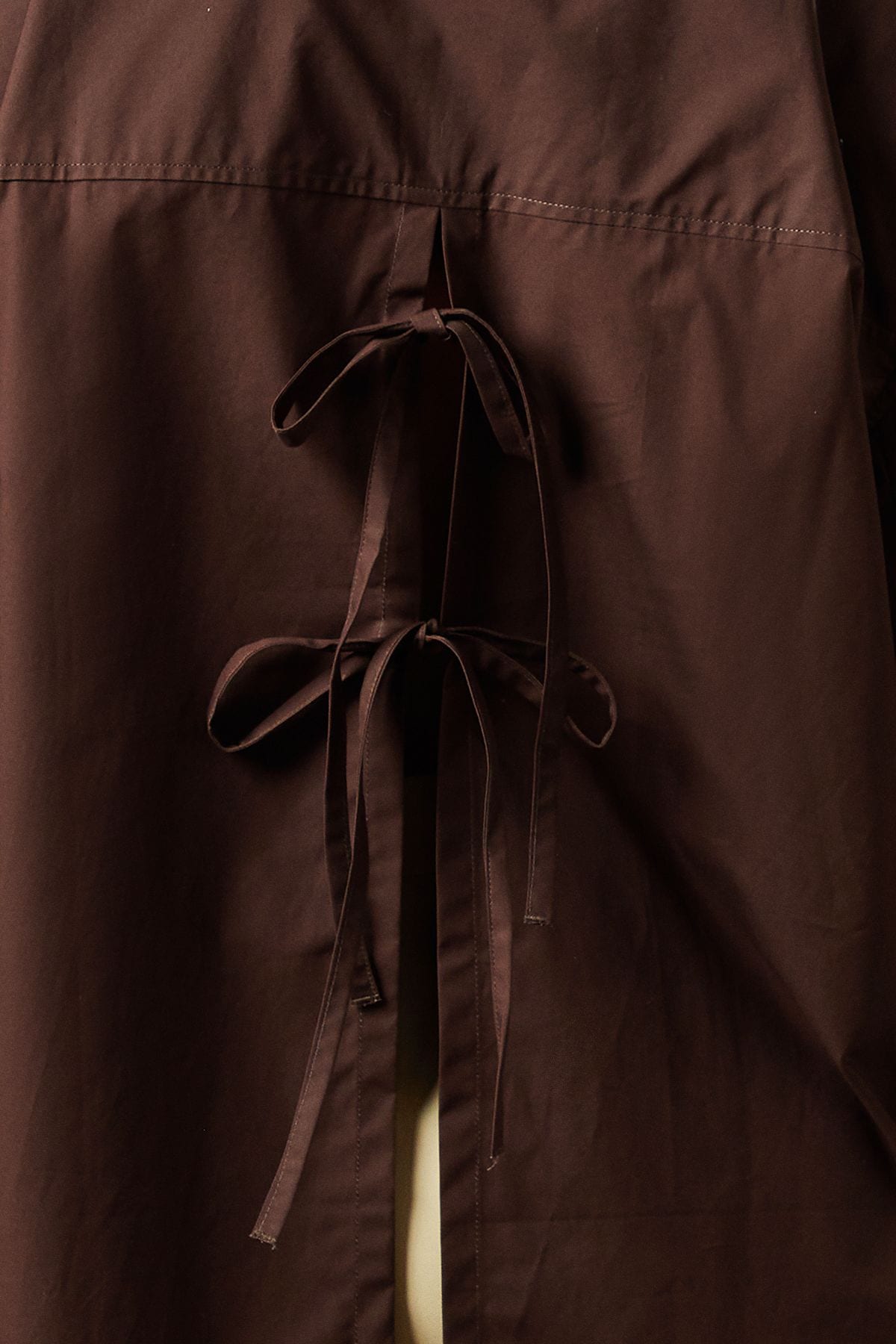 Warehouse Oversized Bow Back Shirt Chocolate image 5