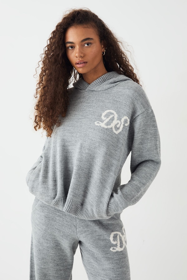 DSGN Studio DSGN Studio Knitted Oversized Hoodie Grey Marl