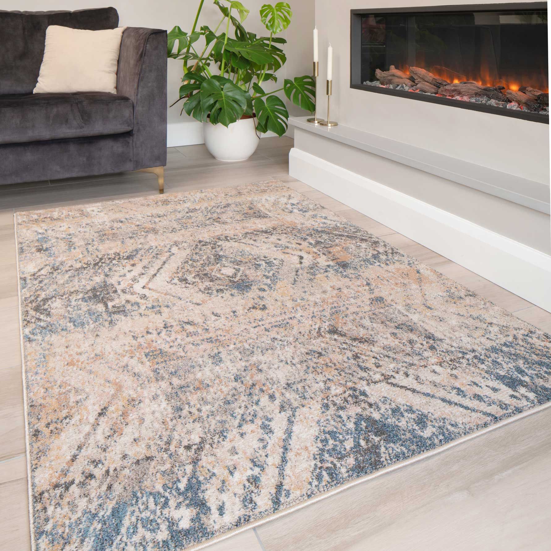 Kukoon Greige Distressed Diamond Area Rug image 2