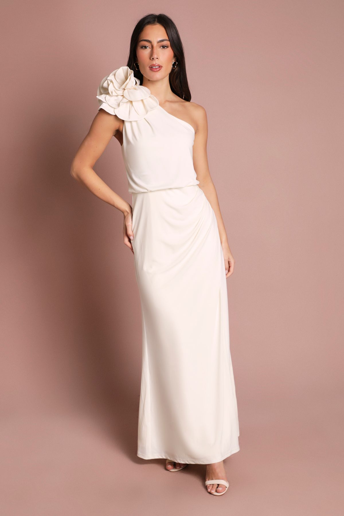 Coast Corsage One Shoulder Jersey Maxi Dress Ivory