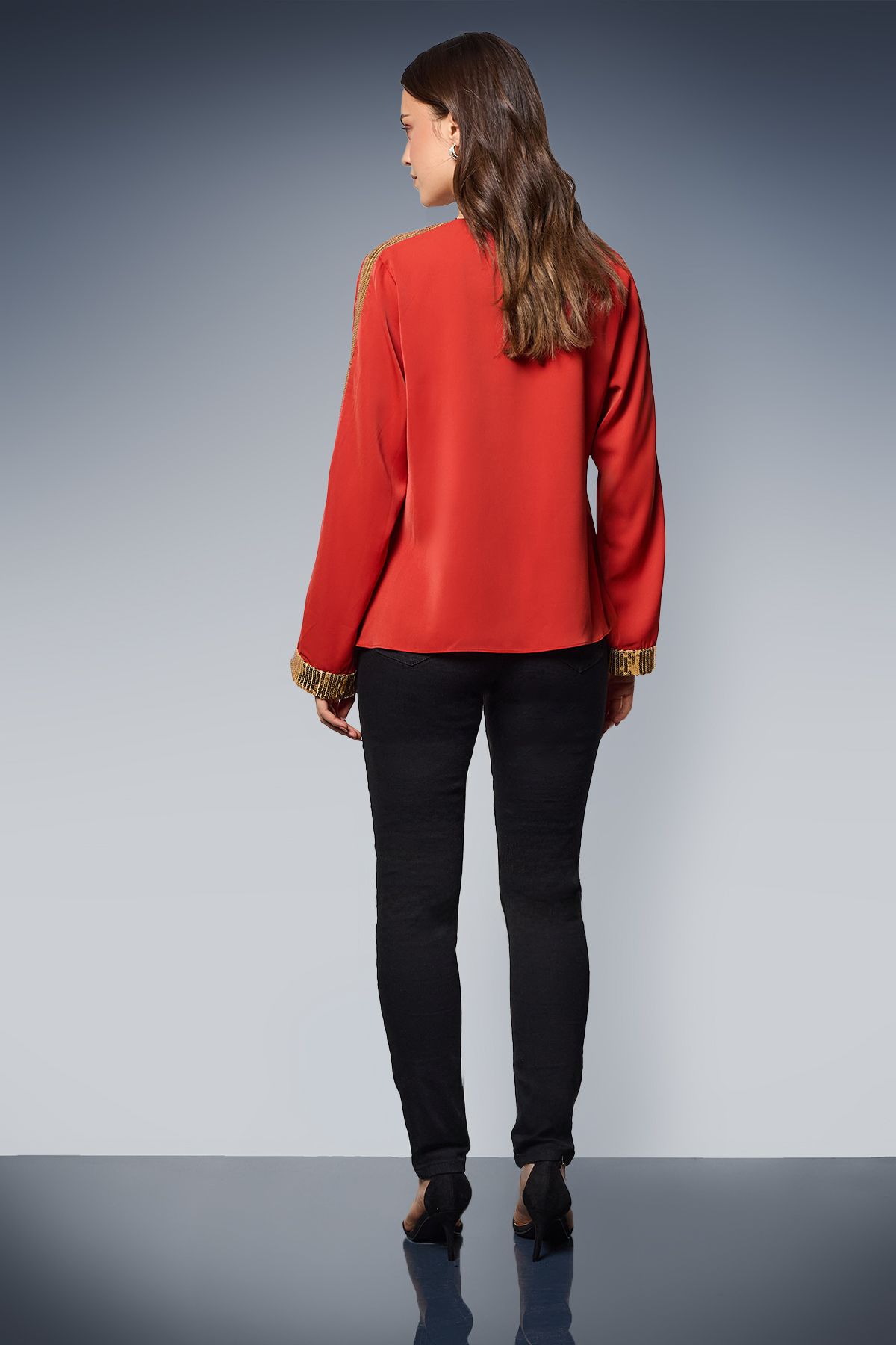 Dorothy Perkins Long Sleeve Sequin Blouse Berry image 4