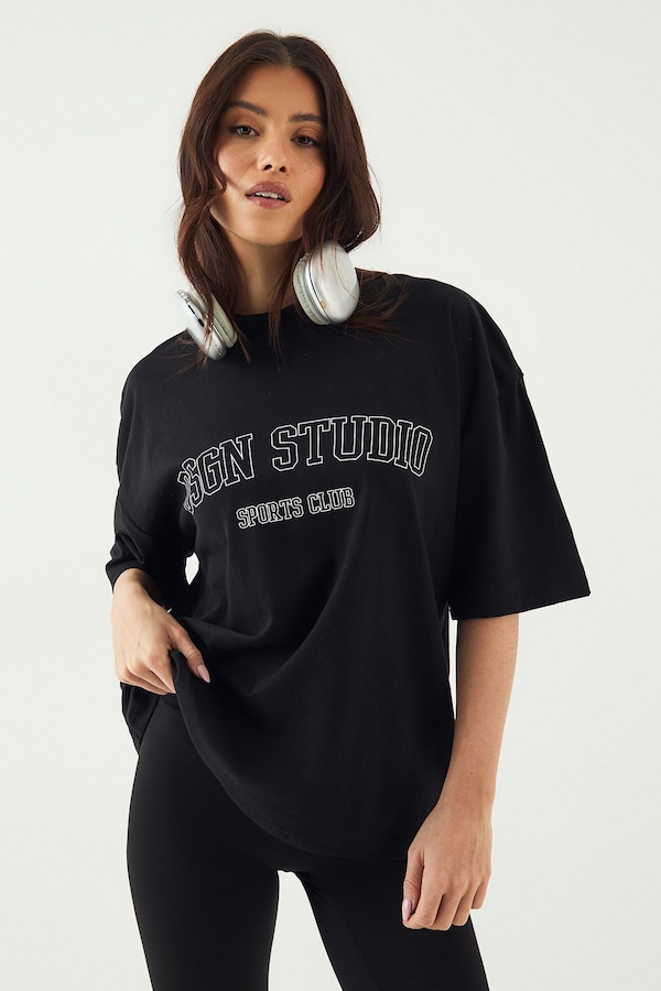 DSGN Studio DSGN Studio Sports Club Heavyweight Oversized T-Shirt Black