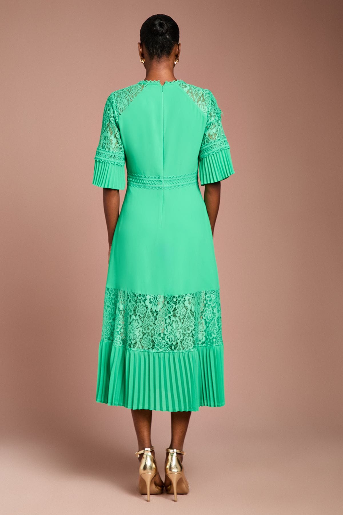 Coast Lace Insert Midi Dress Green image 3