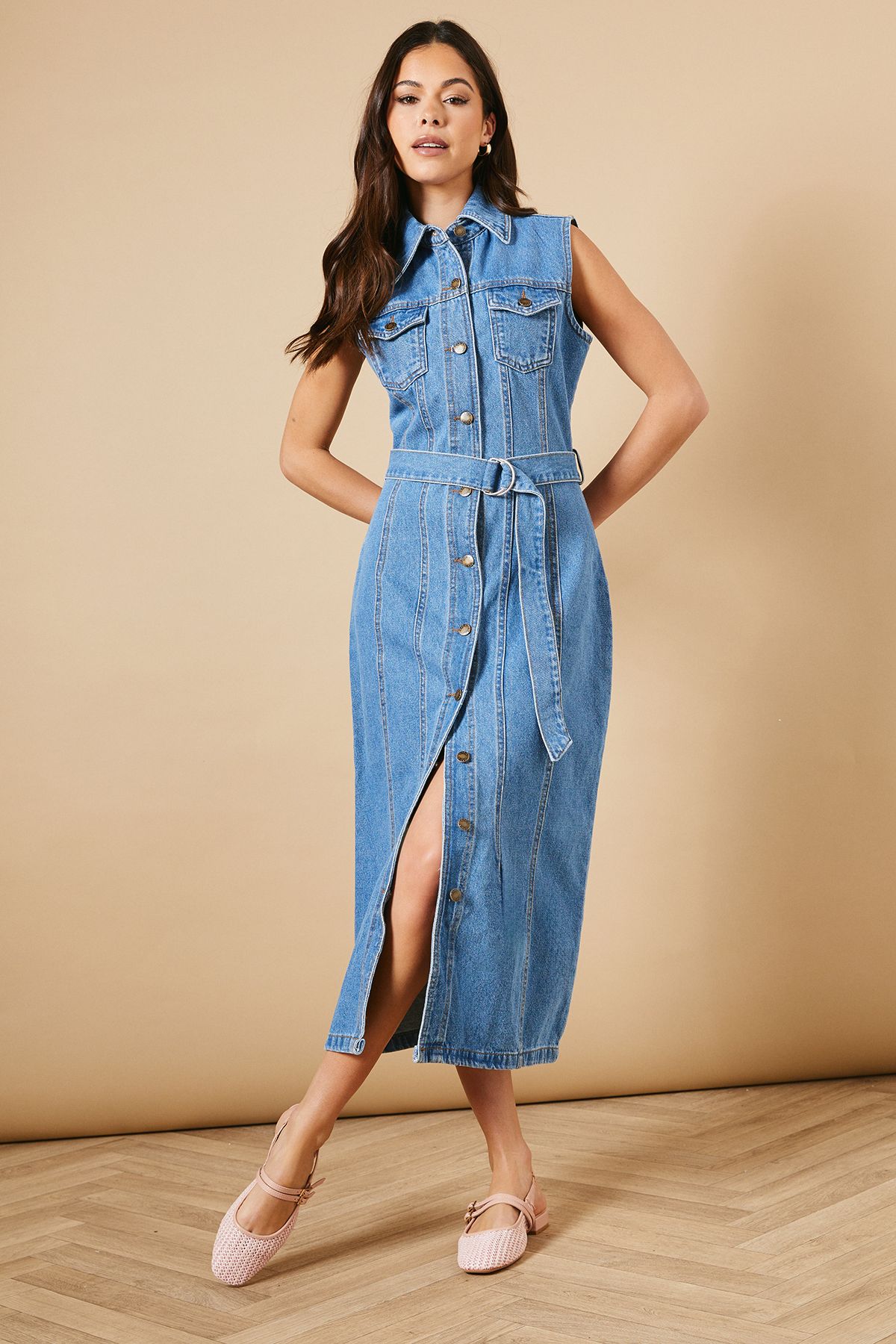 Oasis Peanut Woven Double Mary-Jane Square Toe Slingback Ballet Pumps Blush image 1