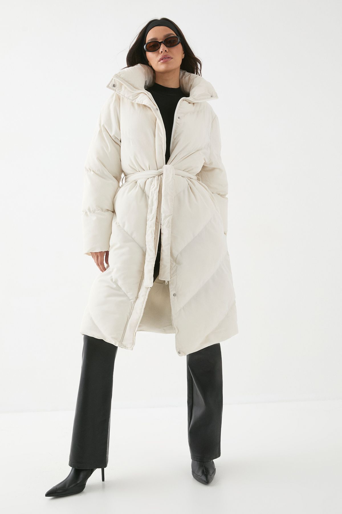 MissPap Longline Puffer Coat Cream image 1