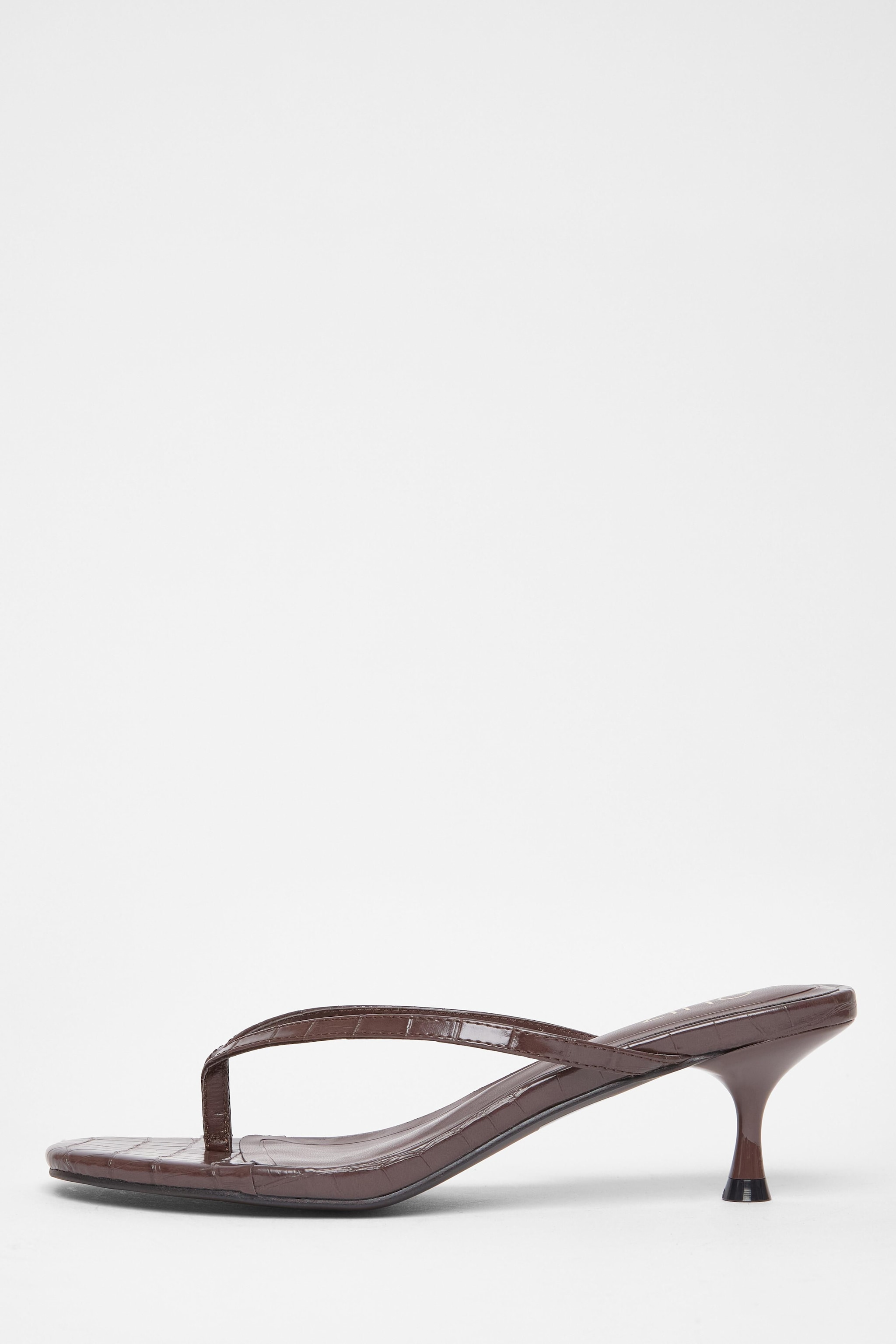 Quiz Brown Croc Toe Post Heels image 3