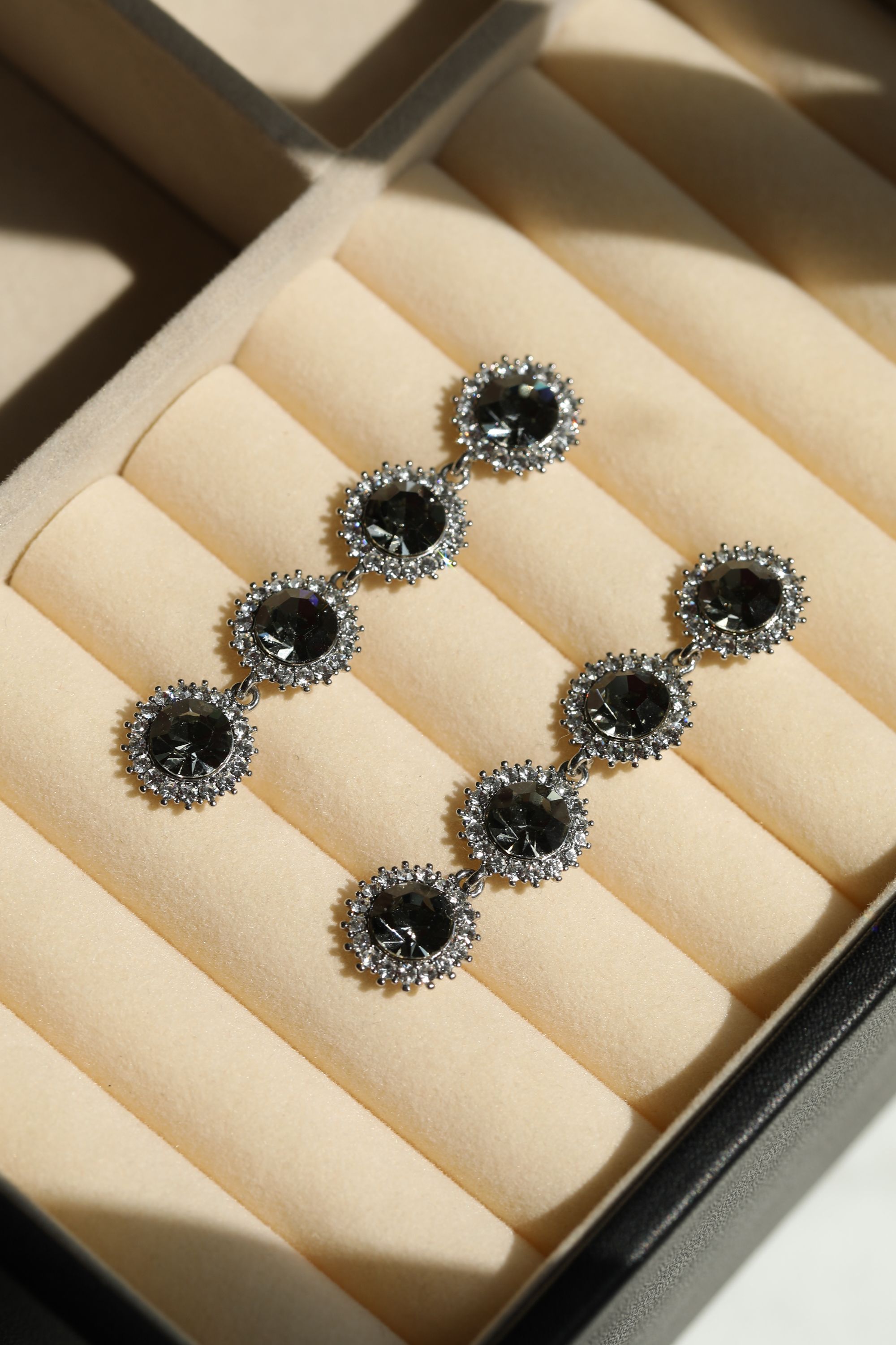 Jon Richard Black Diamond Statement Drop Earrings image 2