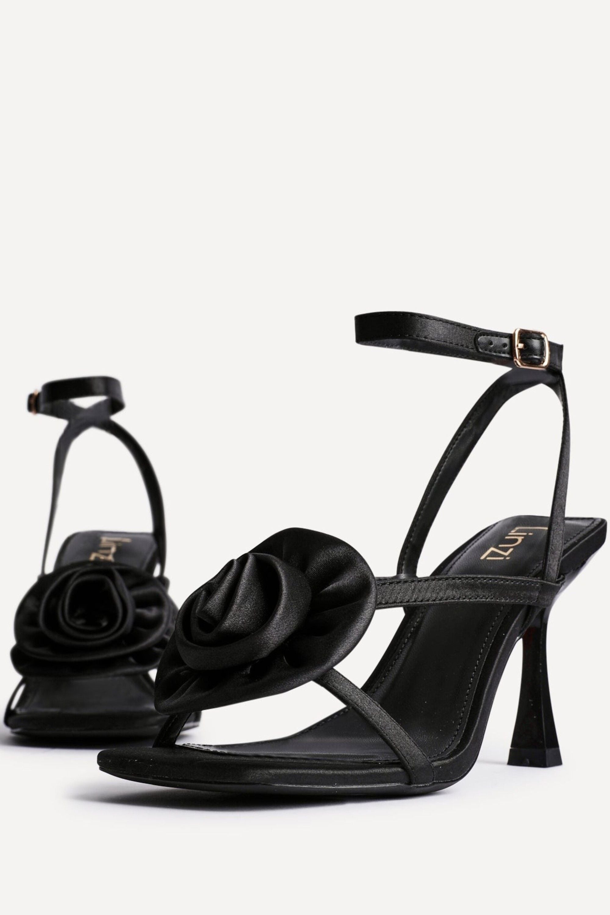 Linzi Valentine Black Satin Stiletto Heeled Sandals image 5