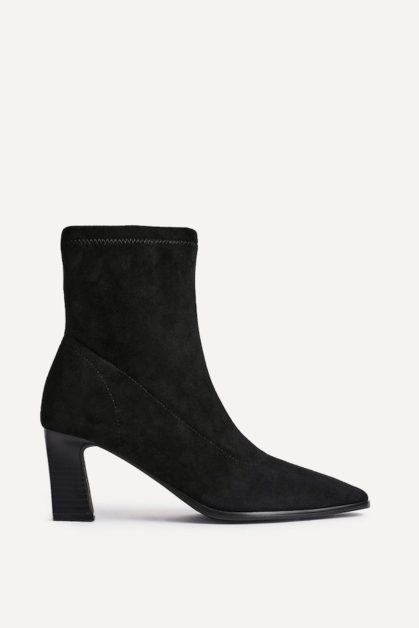 Linzi Blaze Black Faux Suede Sock Ankle Boot