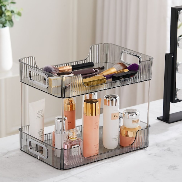 Living and Home 2 Tier Makeup Organizer Rack