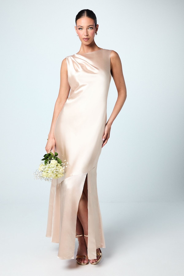 Coast Sleeveless Tie Back Satin Bridesmaid Dress Champagne