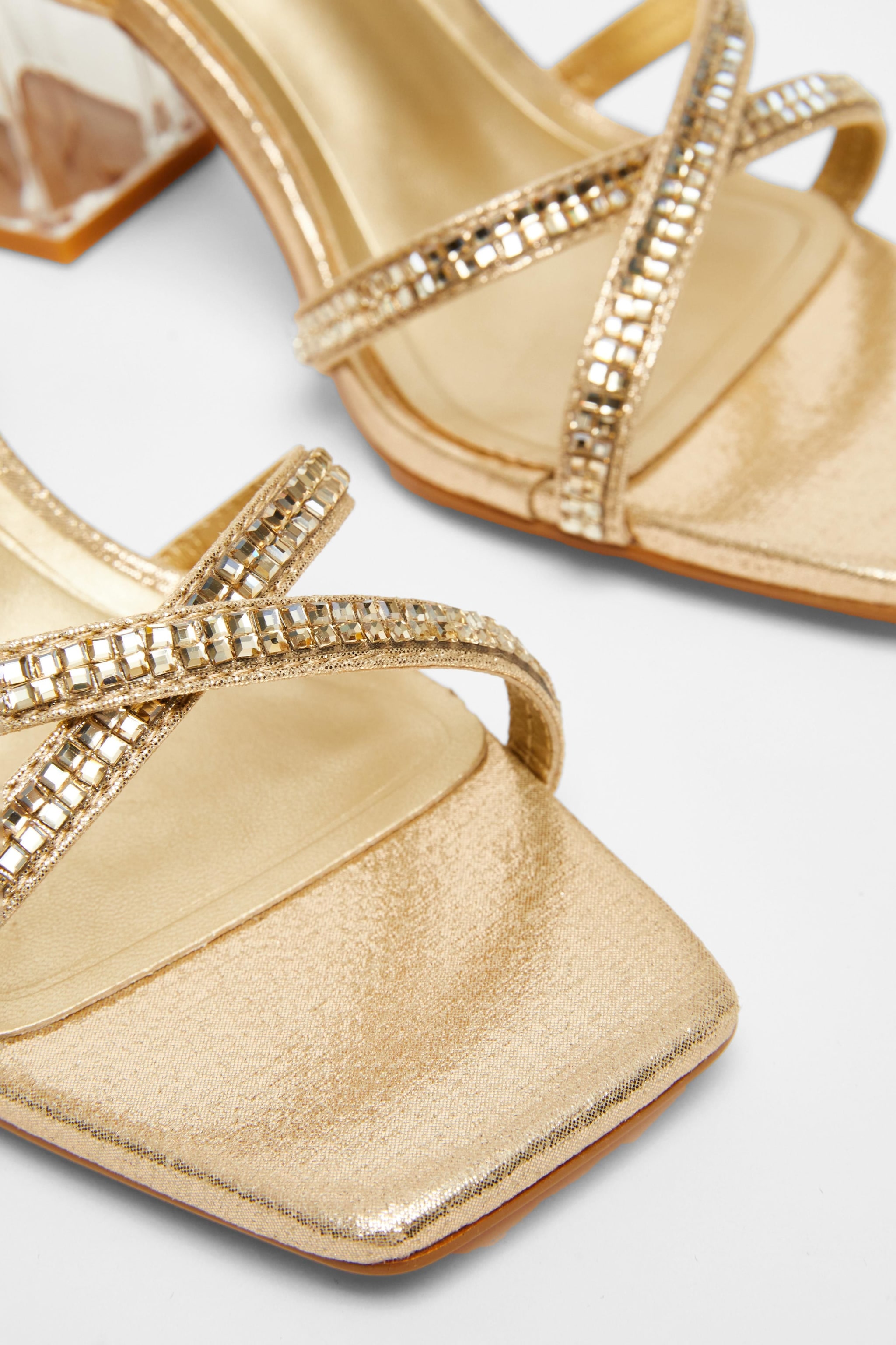 Quiz Gold Wide Fit Diamante Heels image 4