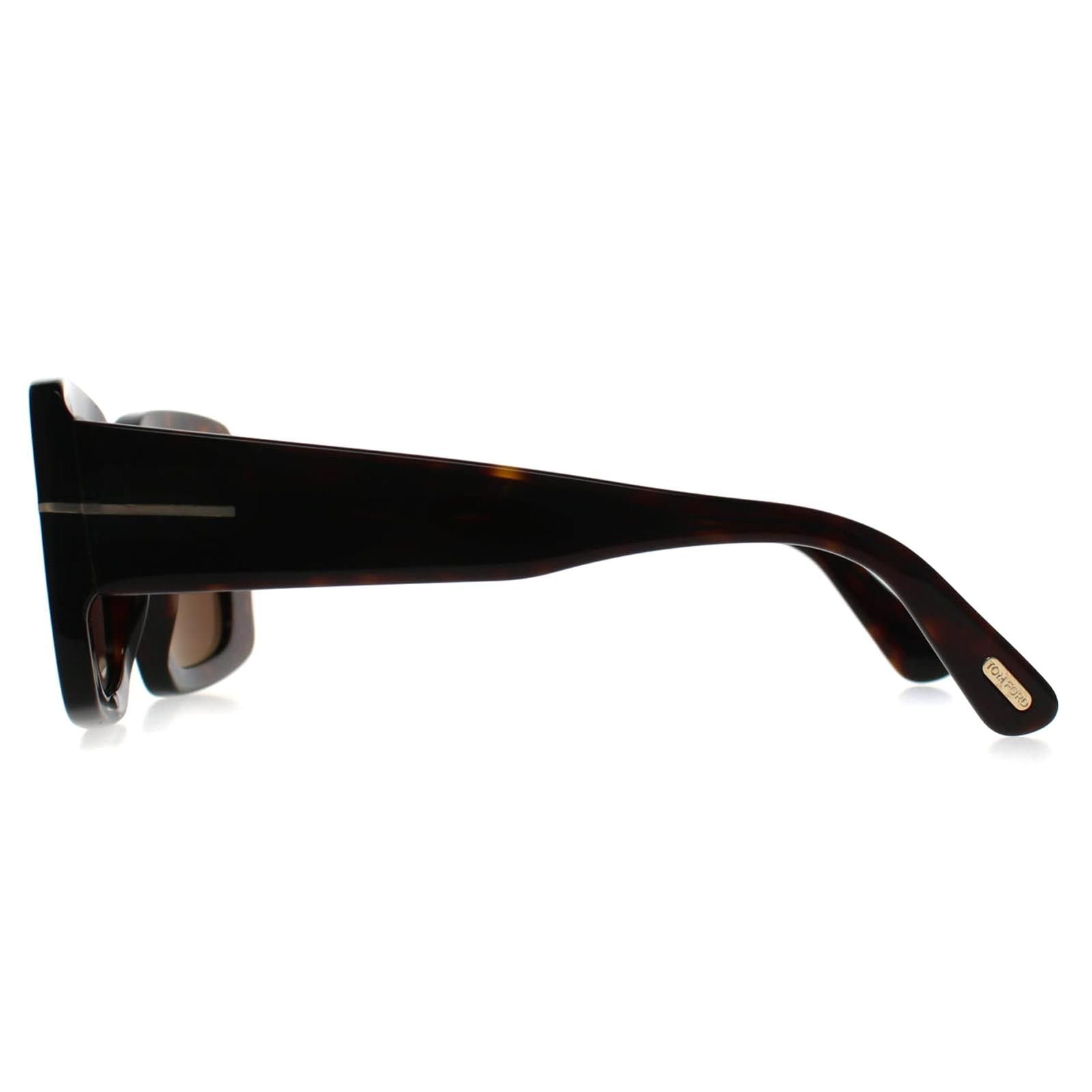 Tom Ford Square Shiny Dark Havana Light Brown Brigitta FT1188 image 3