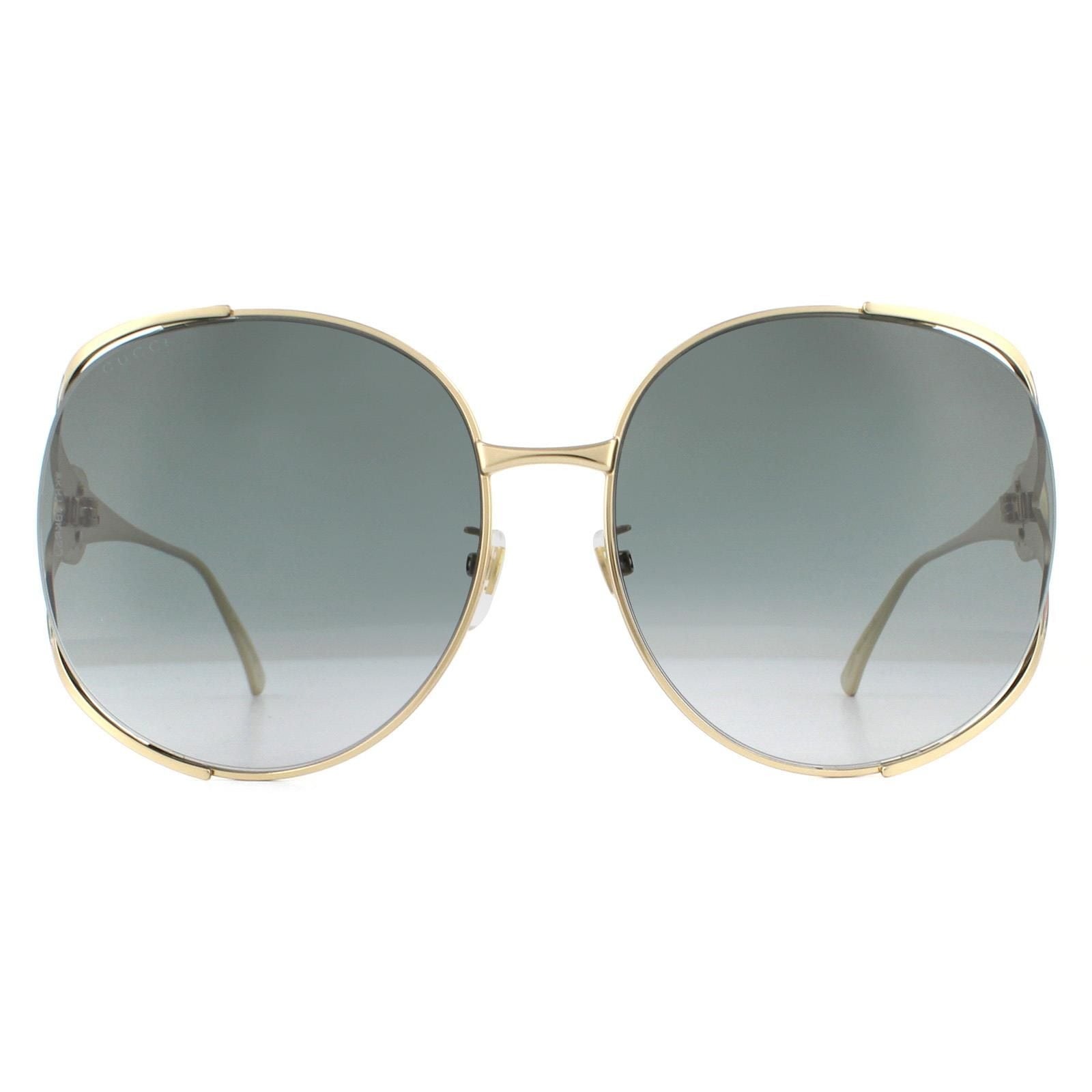 Gucci Round Gold Grey Gradient Sunglasses
