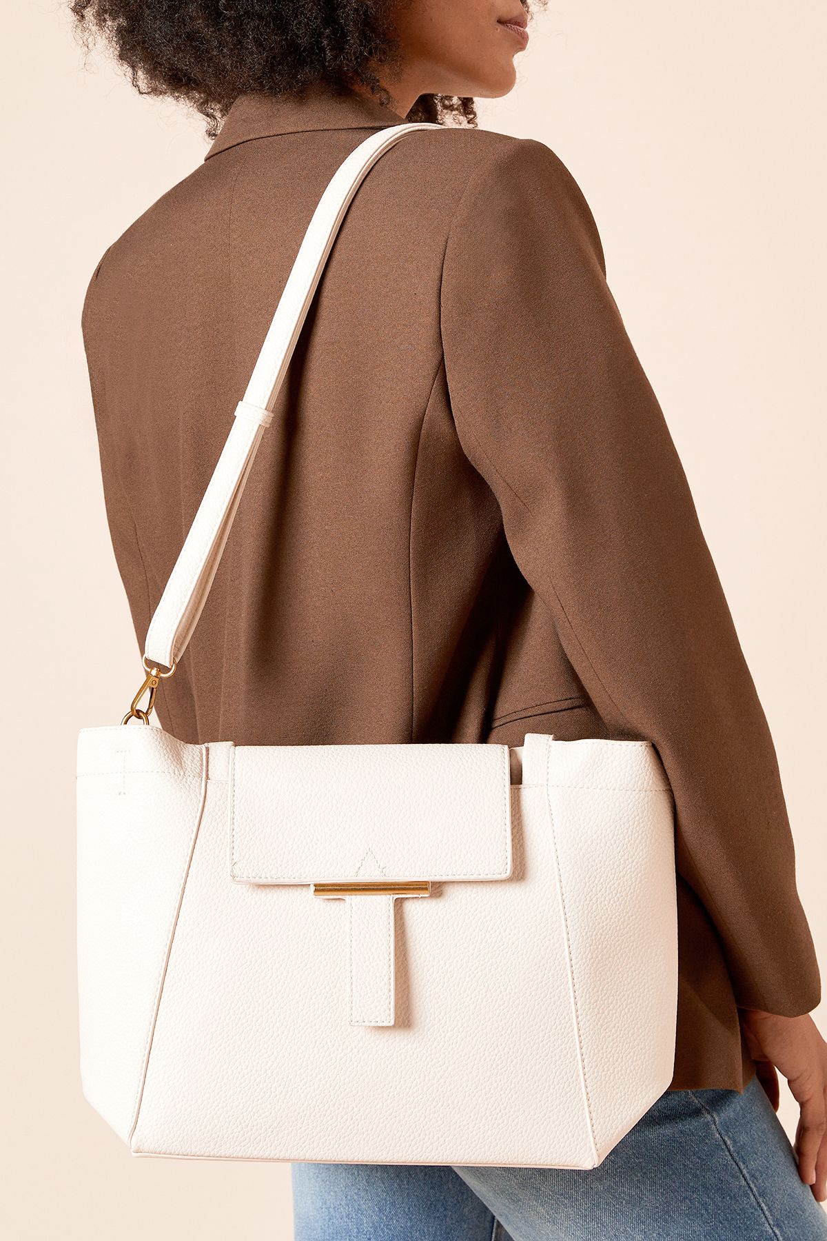 Dorothy Perkins Freya Tote Bag With Gold Hardware Natural image 2