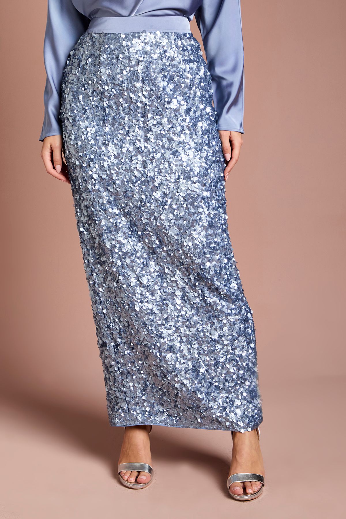 Coast Sequin Column Maxi Skirt Blue image 2