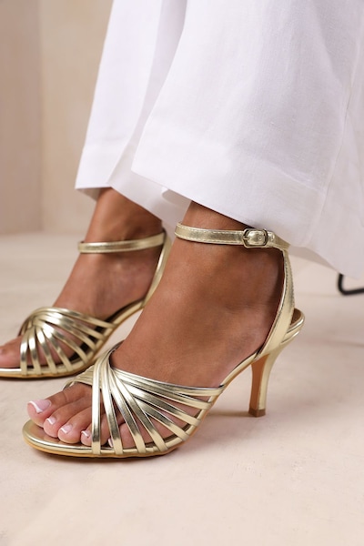 Where's That From 'Cyprus' Wide Fit Multi Cross Over Strap Mid Heels