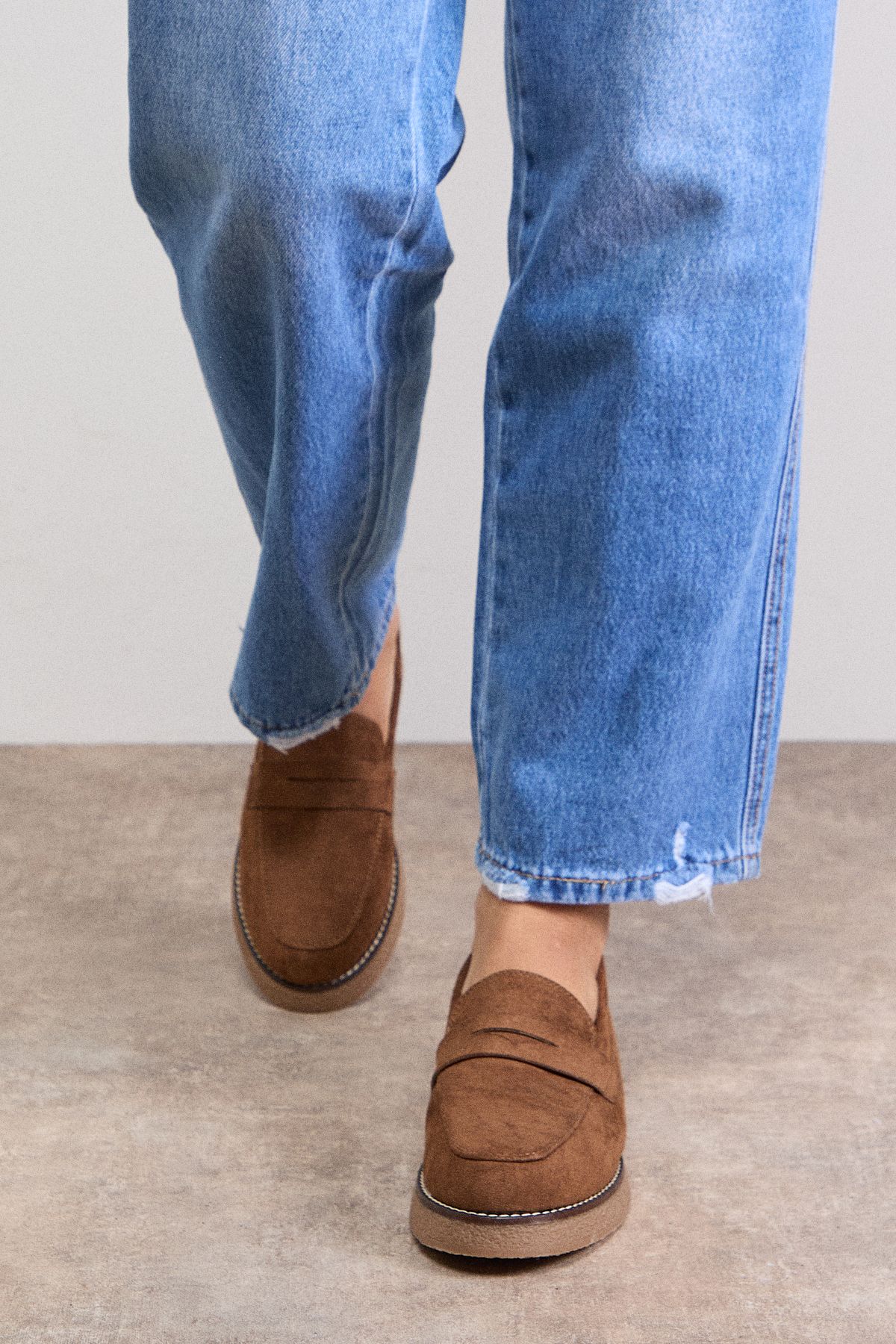 Oasis Isabel Faux Suede Casual Loafers Camel image 3