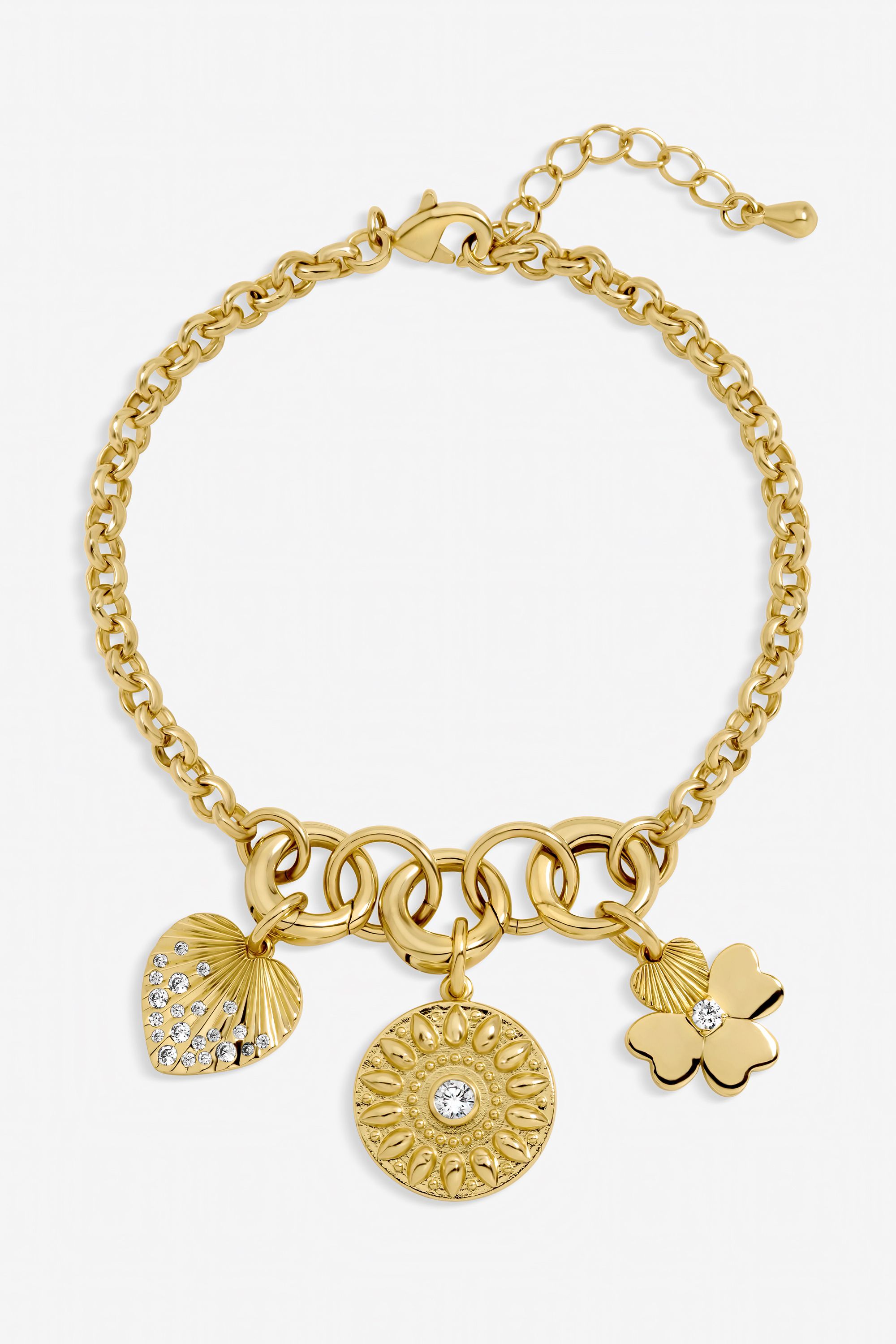 Inicio Gold Plated Multi Charm Bracelet - Gift Pouch image 1