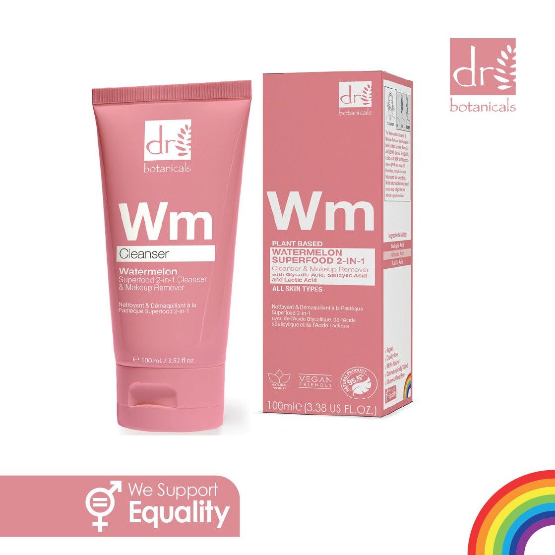 Dr. Botanicals Watermelon Superfood 2-in-1 Cleanser & Makeup Remover 100ml with Glycolic Acid, Salicylic Acid and Lactic Acid image 2