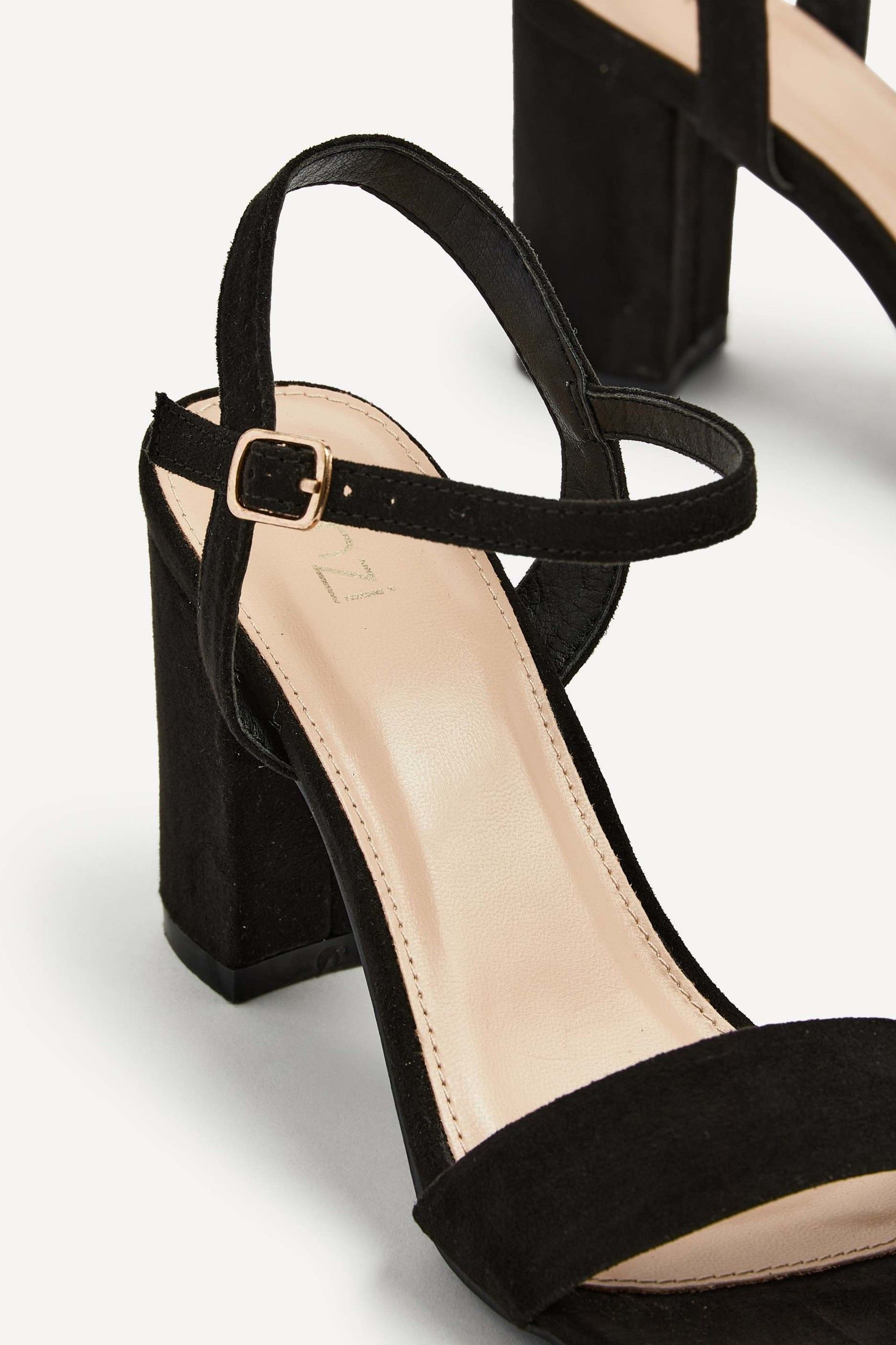 Linzi Skyline Black Faux Suede Open Back Barely There Block Heeled Sandal image 3