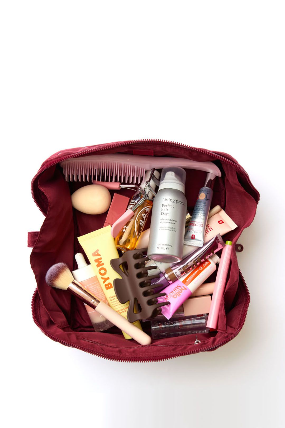 The Flat Lay Co Makeup Box Bag - Ditsy Roses & Flowers Burgundy Embroidered Velvet Multi image 9