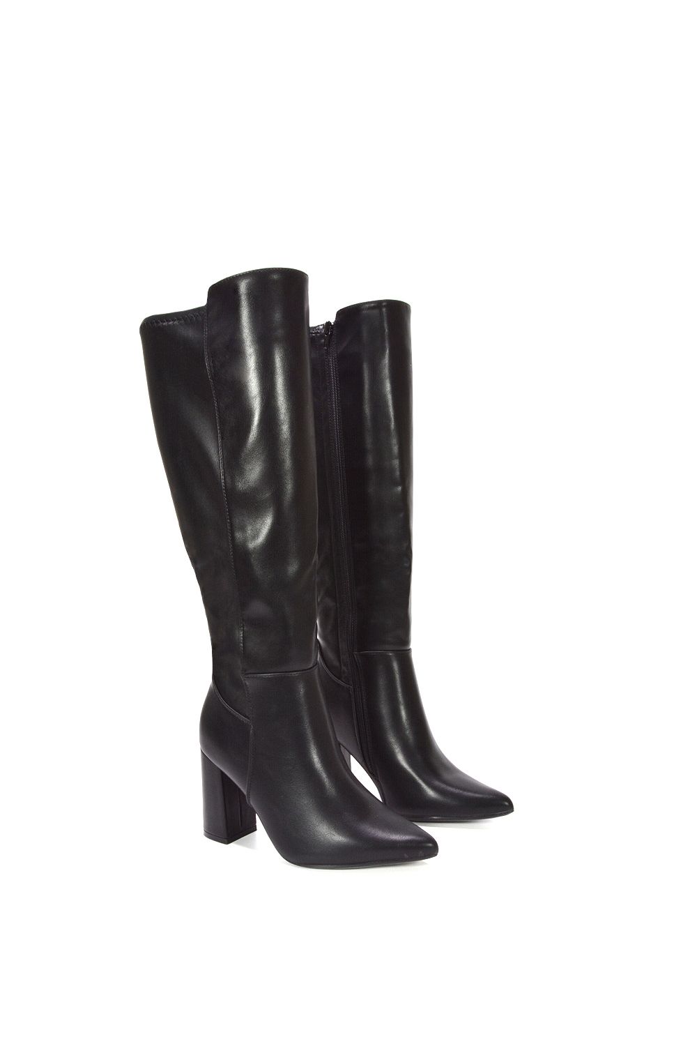 XY London 'Wisteria' Wide Calf Stretchy Block High Heel Knee Boots image 5