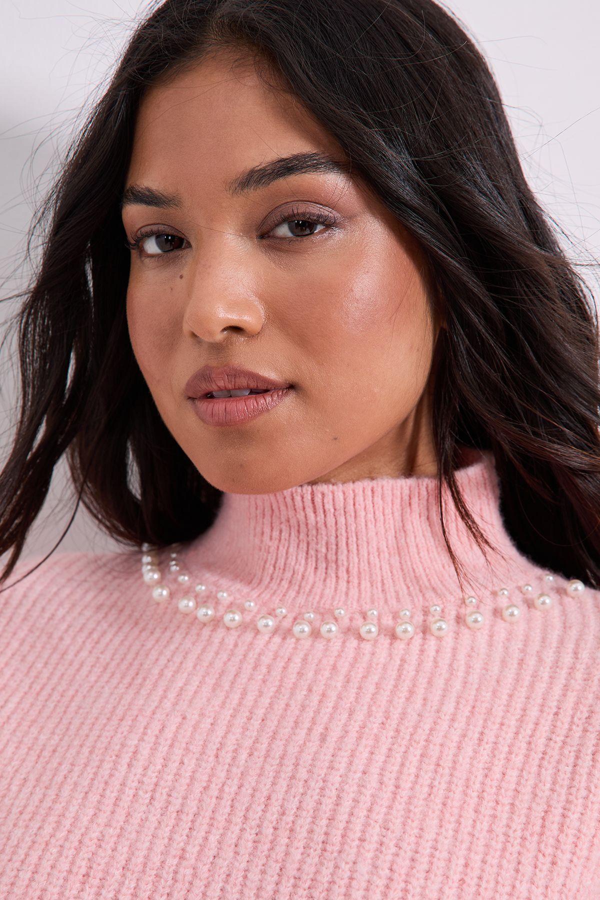 Dorothy Perkins Petite Pearl neck Detail Jumper Light Pink image 4