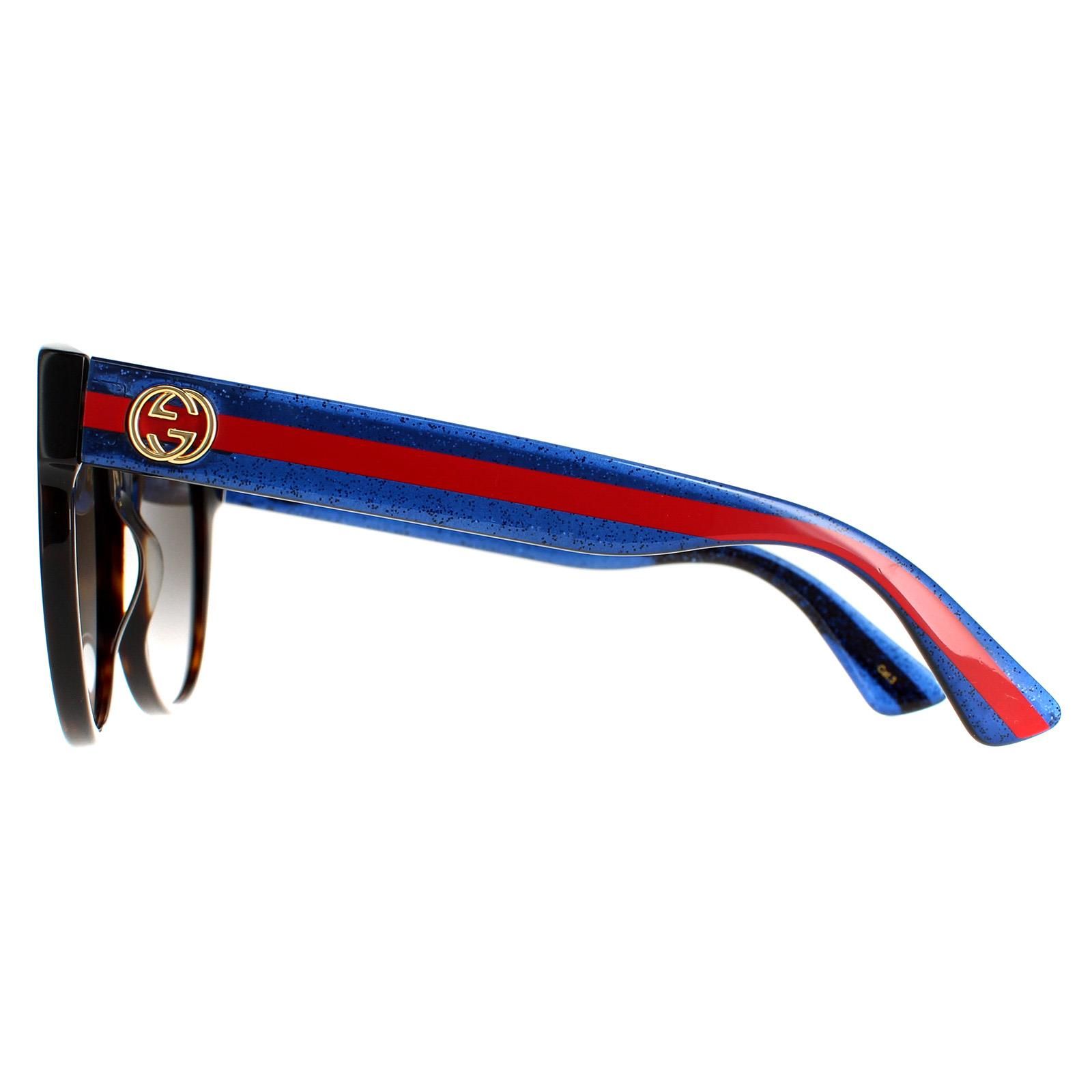 Gucci Cat Eye Havana with Blue and Red Brown Gradient GG0035SN Sunglasses image 3