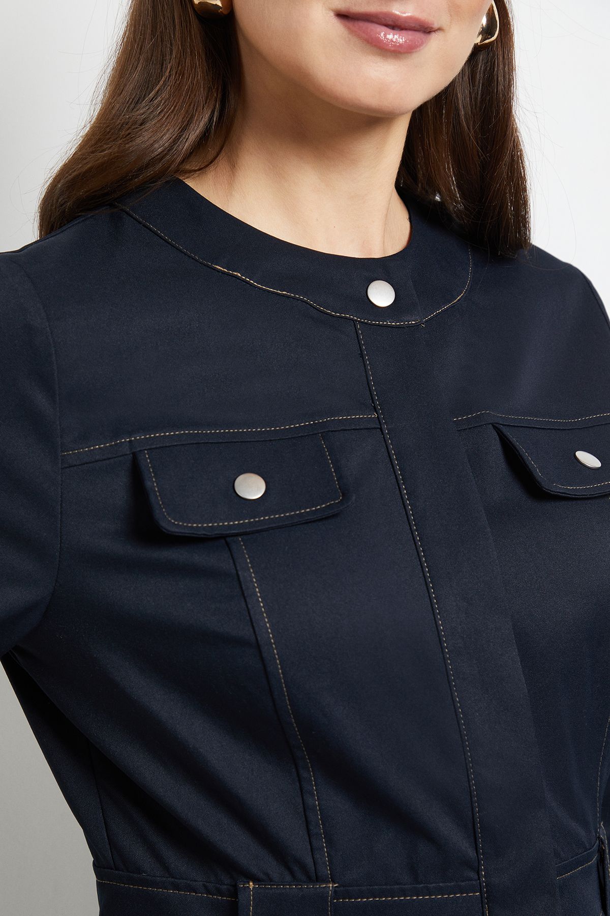 Principles Utility Pocket Collarless Shirt Dress Navy image 5