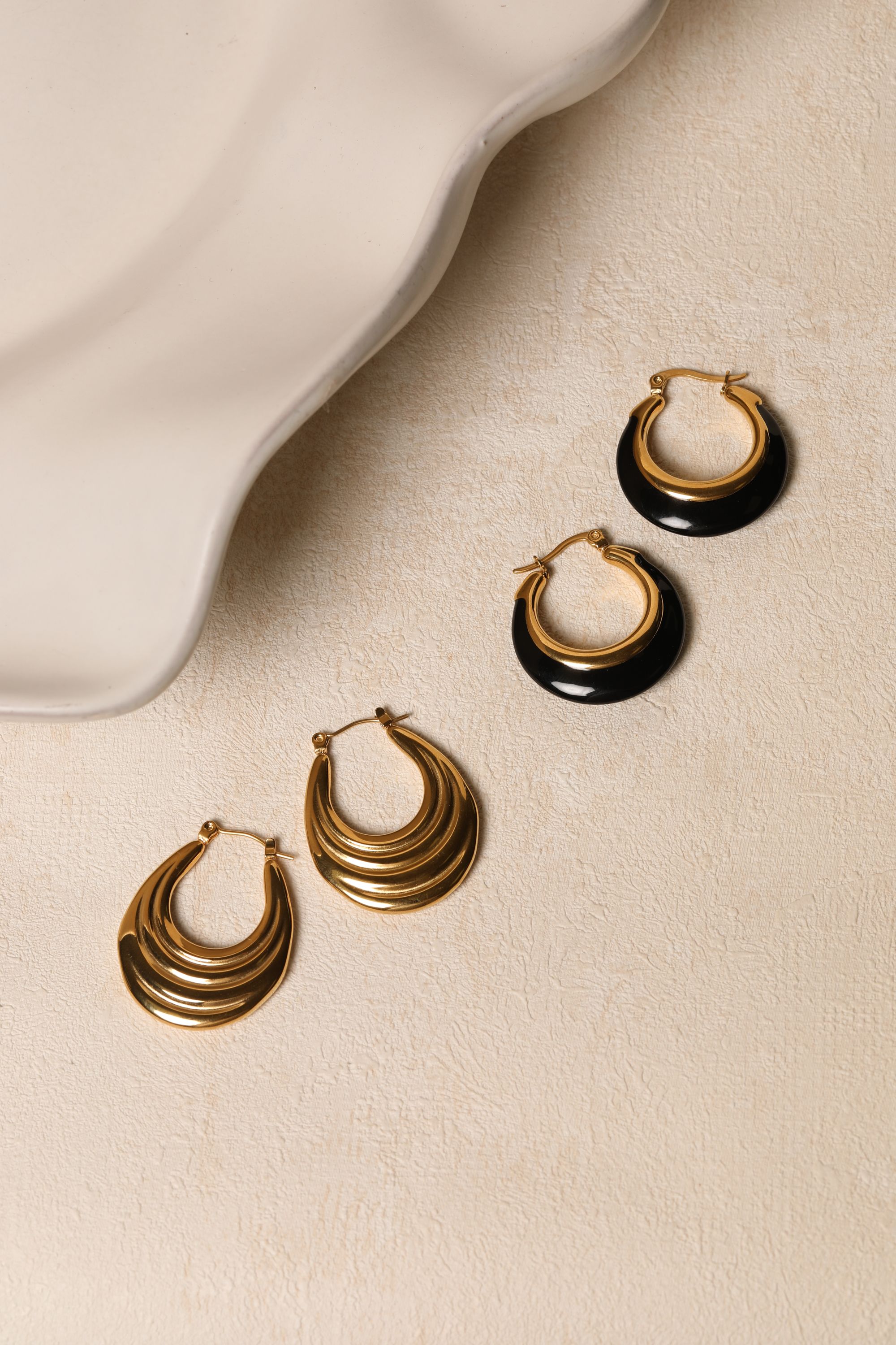 Jon Richard Gold Plated Ridge Hoop Earrings image 5