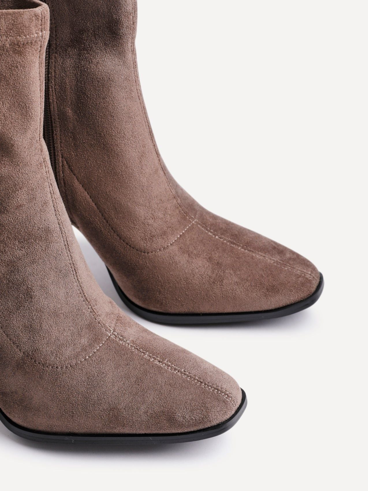 Linzi Noelle Mocha Suede Square Toe Heeled Sock Boot image 5