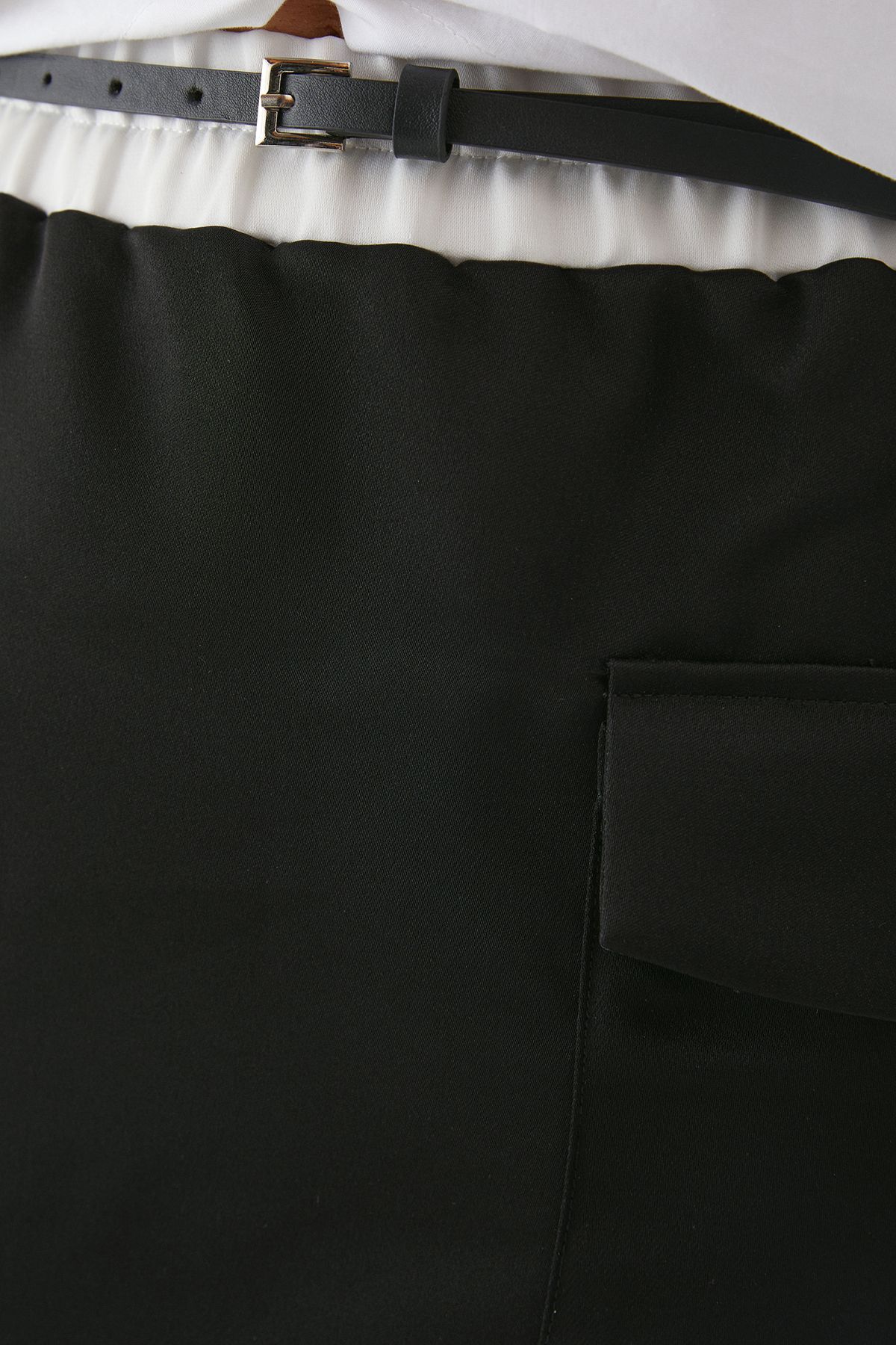 MissPap Contrast Waistband Belted Mini Skirt Black image 5