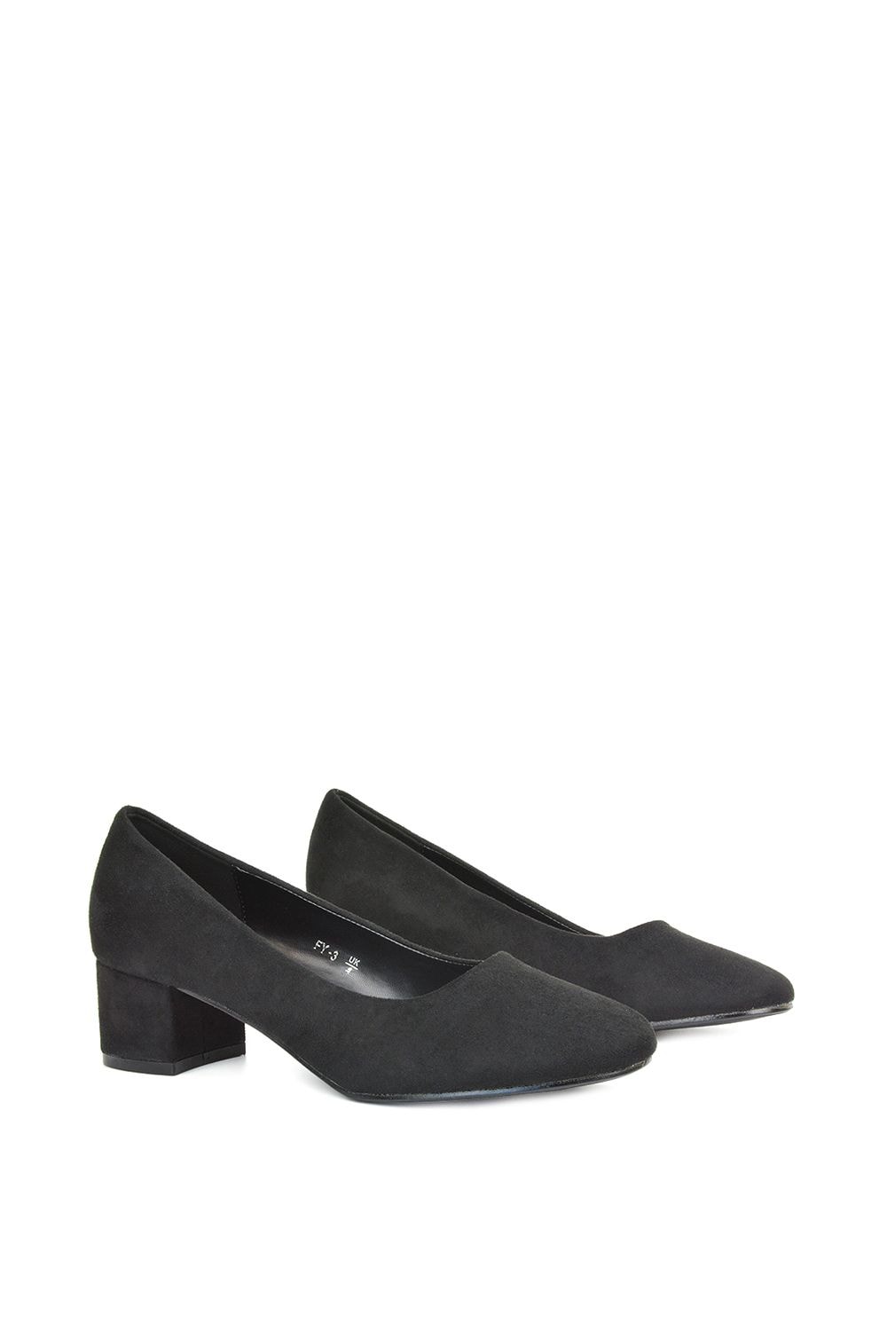 XY London 'Liberty' Low Block Heel Round Toe Slip On Court Shoes image 3