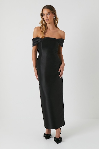 Coast Coast Honoured Twill Bardot Column Midi Bridesmaid Dress Black