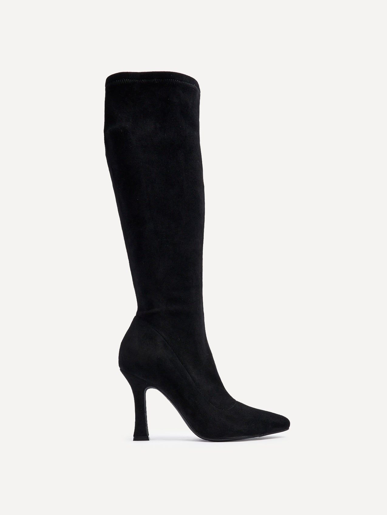 Linzi Gabrielle Black Suede Square Toe Knee High Heeled Boot image 1
