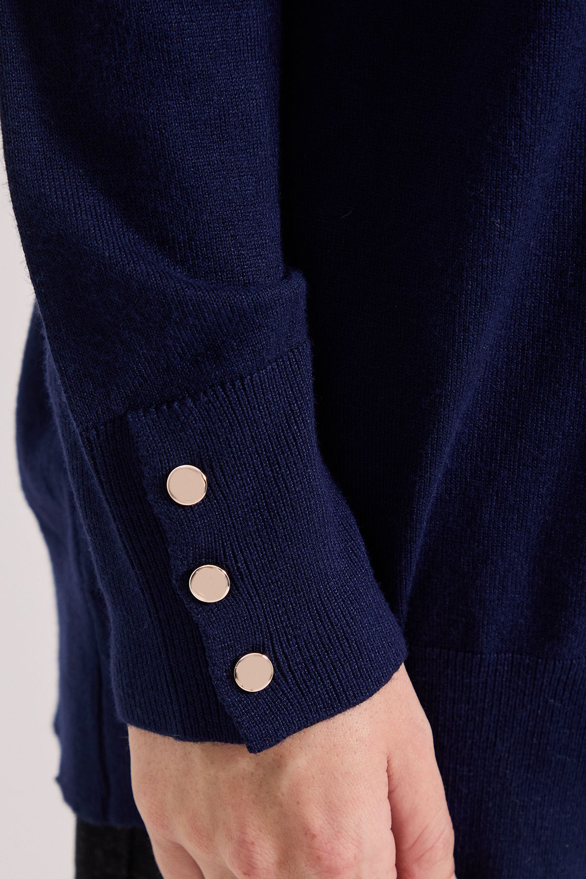 Dorothy Perkins Navy Longline Button Cuff Knit Cardigan Navy image 5