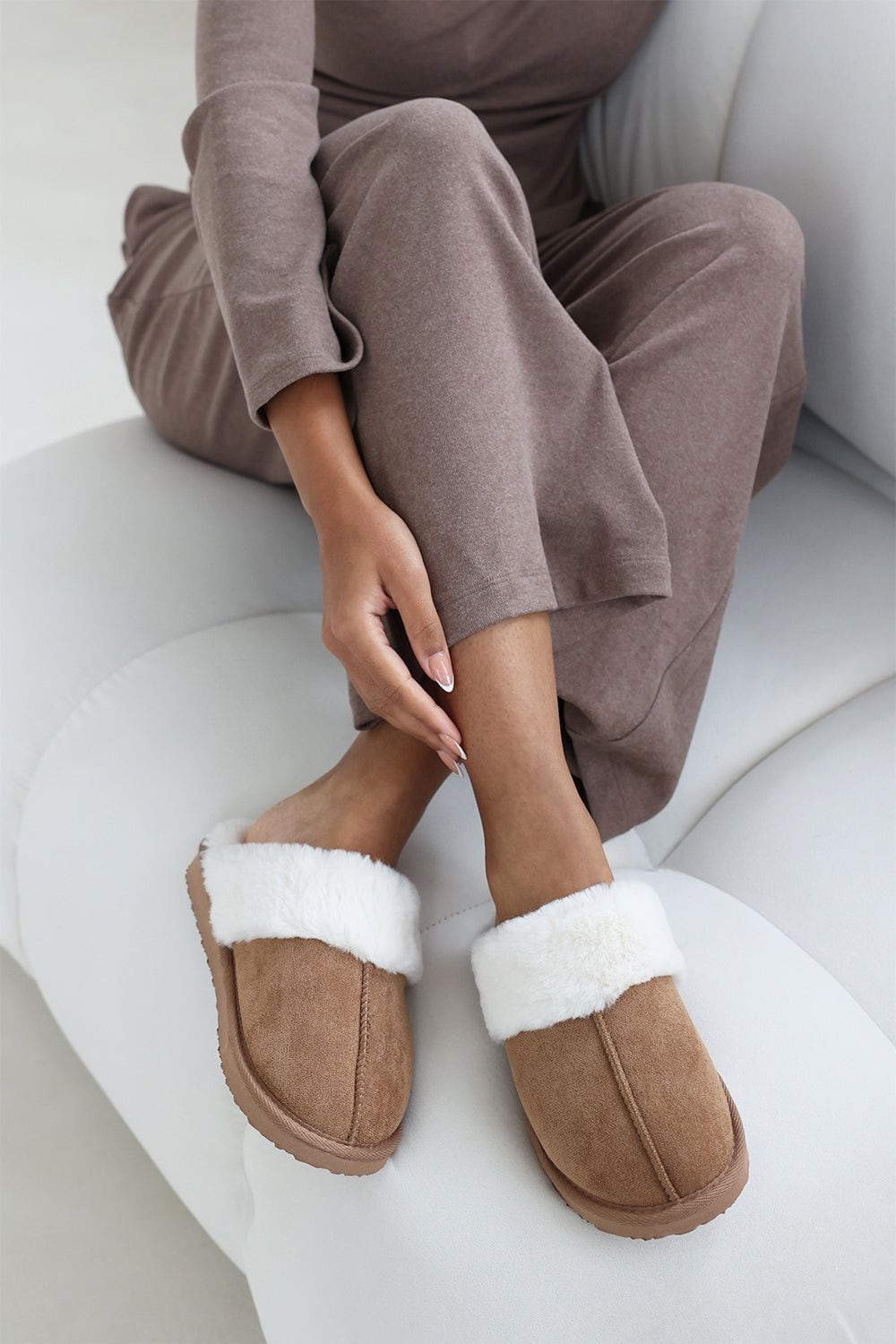 Where's That From 'Xandra' Suede Mule Slippers With Cosy Faux Fur Trim image 4
