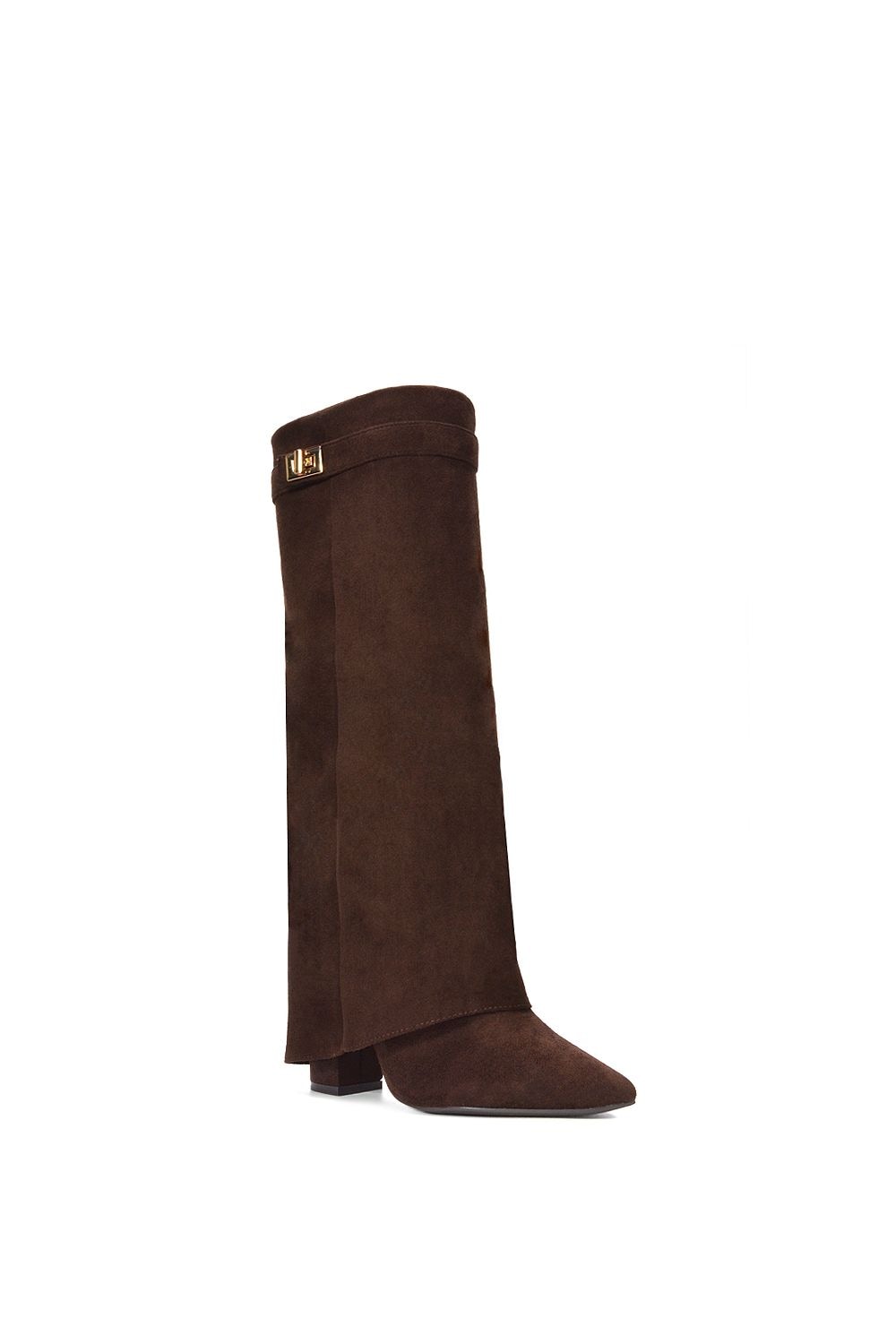 XY London 'Rayna' Block Heel Knee High Foldover Boots With Pointed Toe image 2