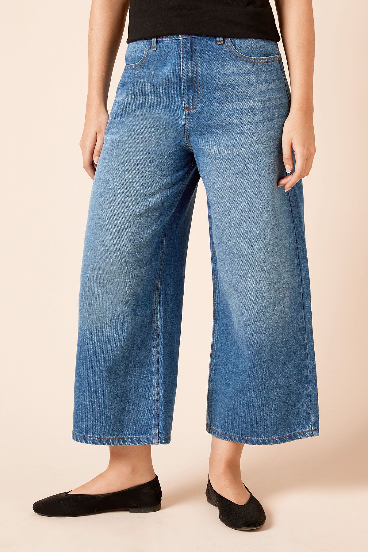 Dorothy Perkins Denim Culotte Jeans Mid Wash image 1