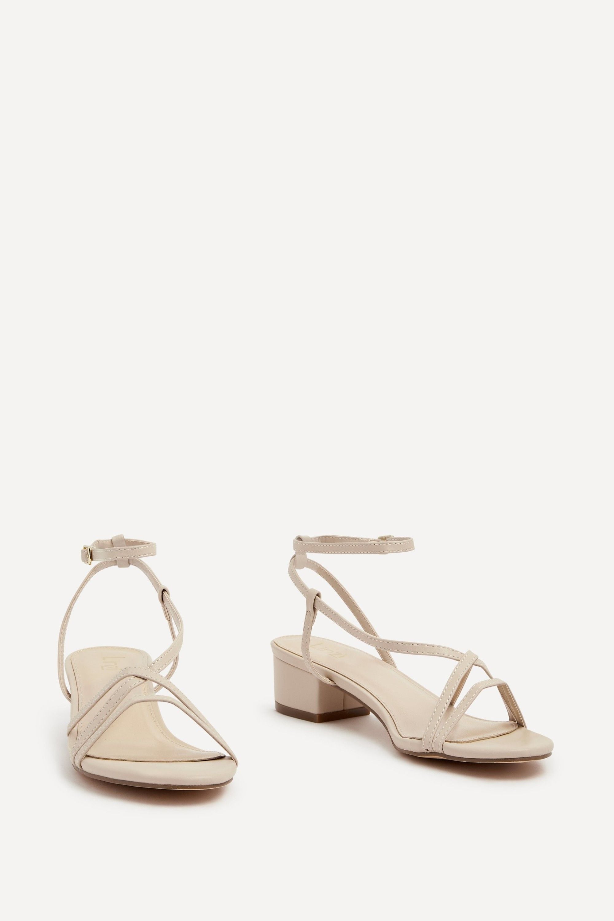 Linzi Calista Nude Faux Leather Strappy Low Block Sandal image 4