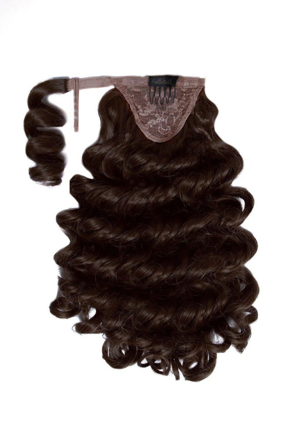 Lullabellz Midi Grande Curly Corkscrew 20inch Wraparound Pony Dark Brown image 1