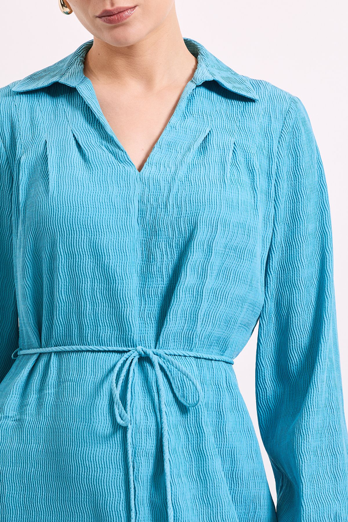 Principles Crinkle Column Shirt Mid Dress Blue image 5