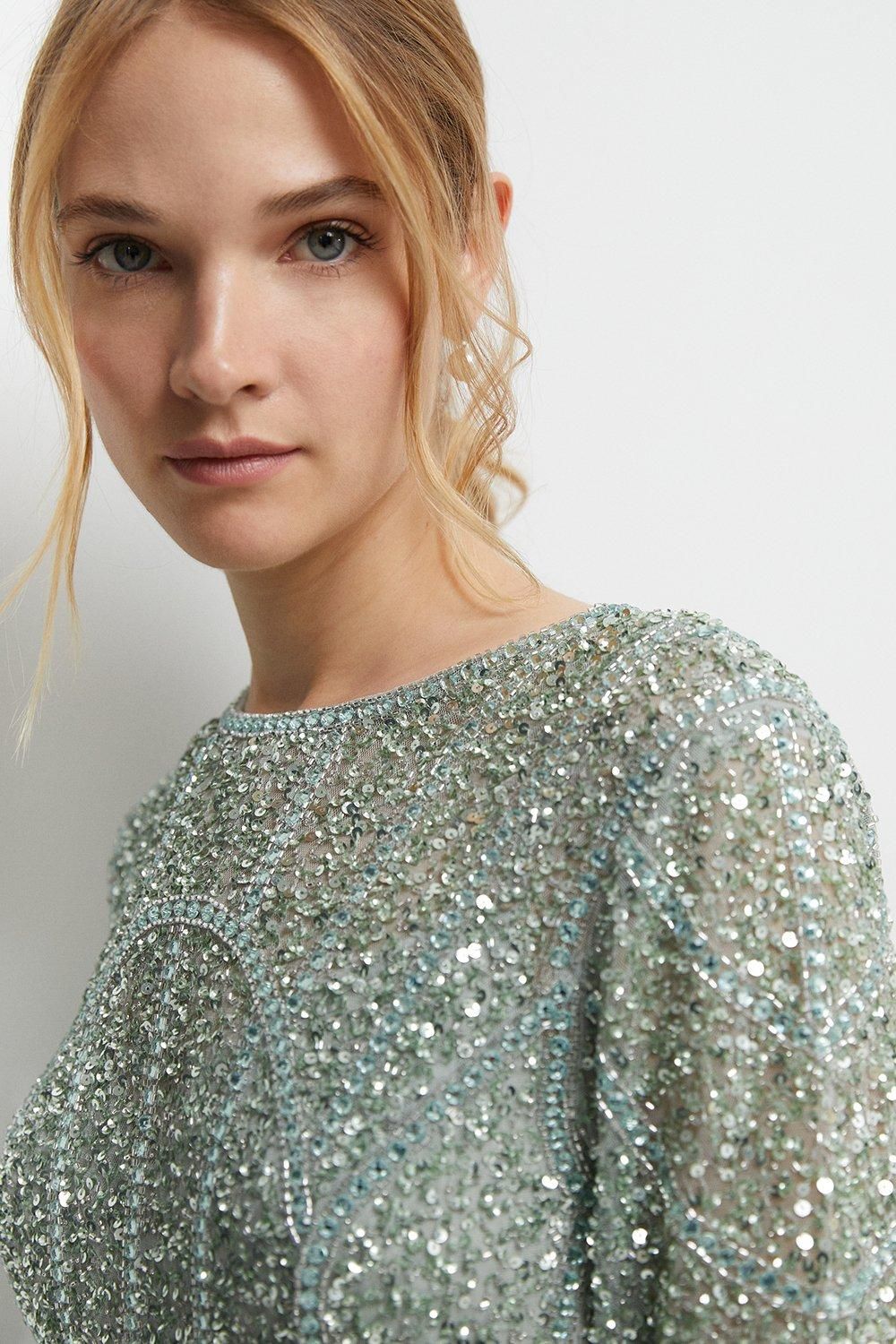 Coast Mixed Gem Tulle Skirt Bridesmaid Dress Sage image 3