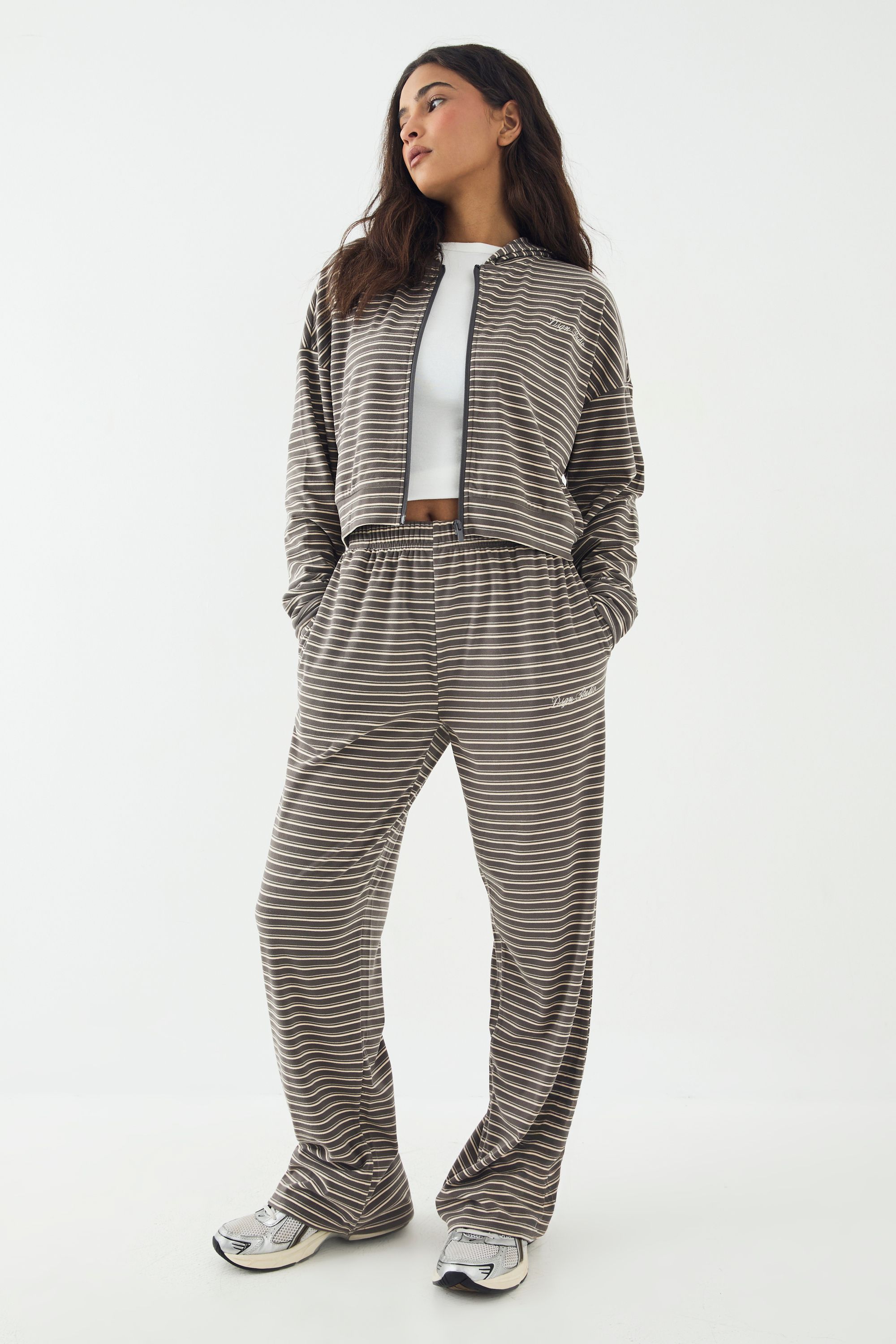 DSGN Studio DSGN Studio Soft Stripe Straight Leg Trouser Charcoal image 3