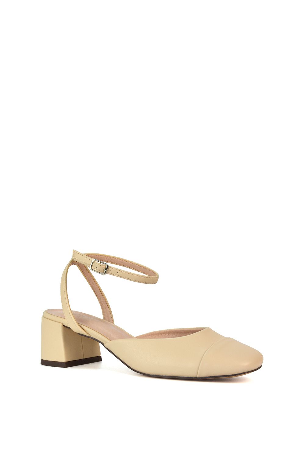 XY London 'Mavis' Low Mid Heel Square Toe Court Shoes With Ankle Strap image 2