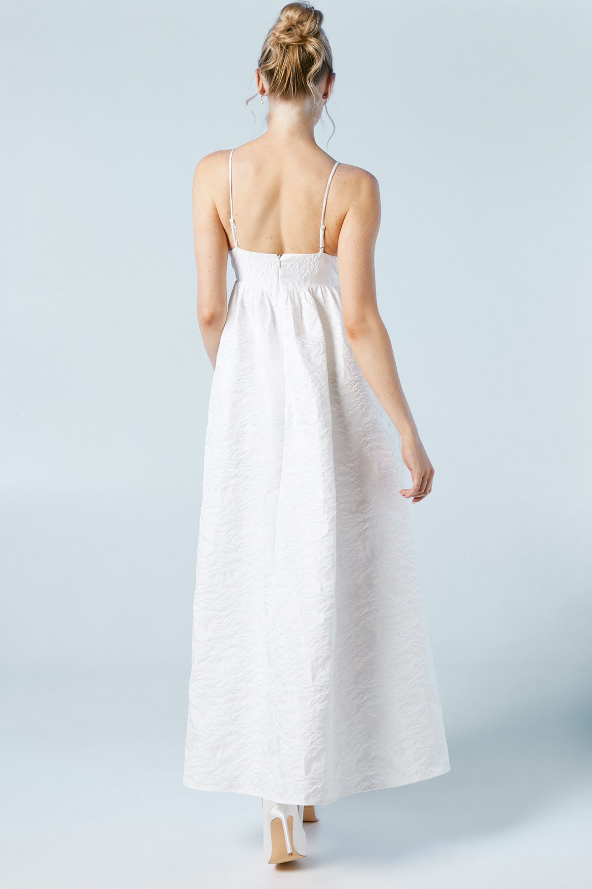 Oasis Cami Strap Babydoll Jacquard Wedding Dress Ivory image 3