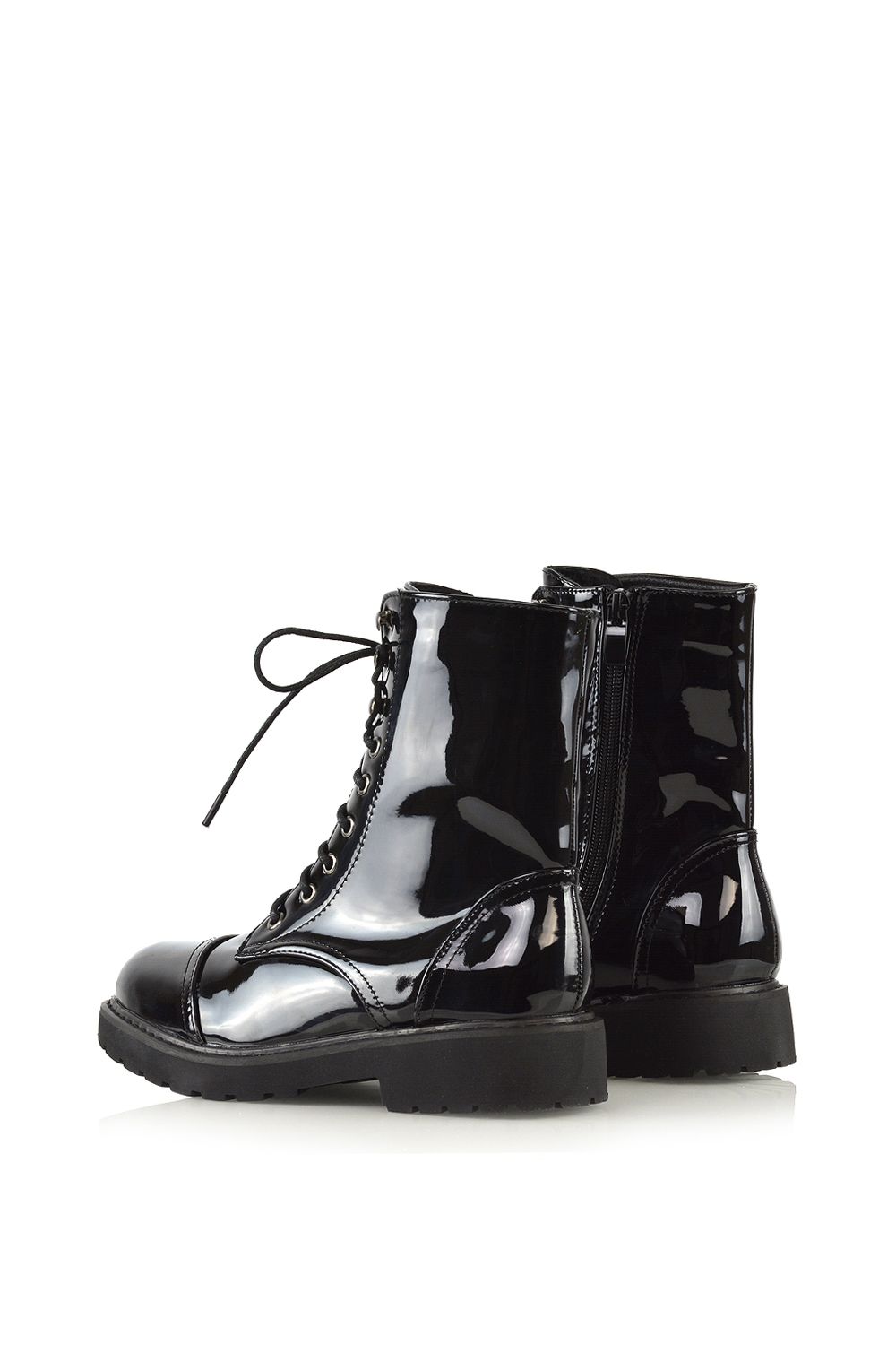 XY London 'River' Lace Up Military Combat Zip-up Flat Ankle Boots image 3